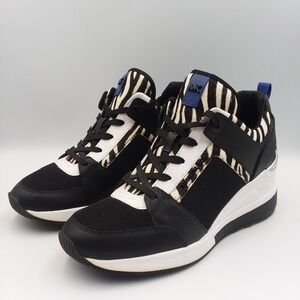 Michael Kors Georgie Platform Sneakers Zebra Print‎ Wedge  Women's 7.5 Calf Hair